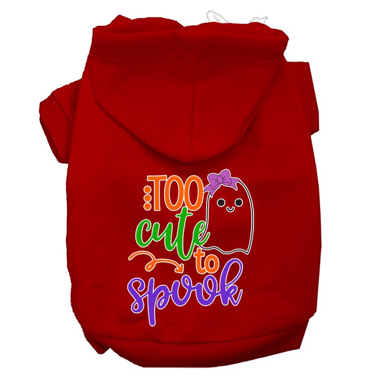 Too Cute to Spook-Girly Ghost Screen Print Dog Hoodie Red XXL